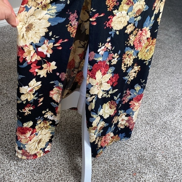 Venus Black and Red Floral Bell Sleeves Stretch Long Maxi Dress size S - Picture 3 of 10